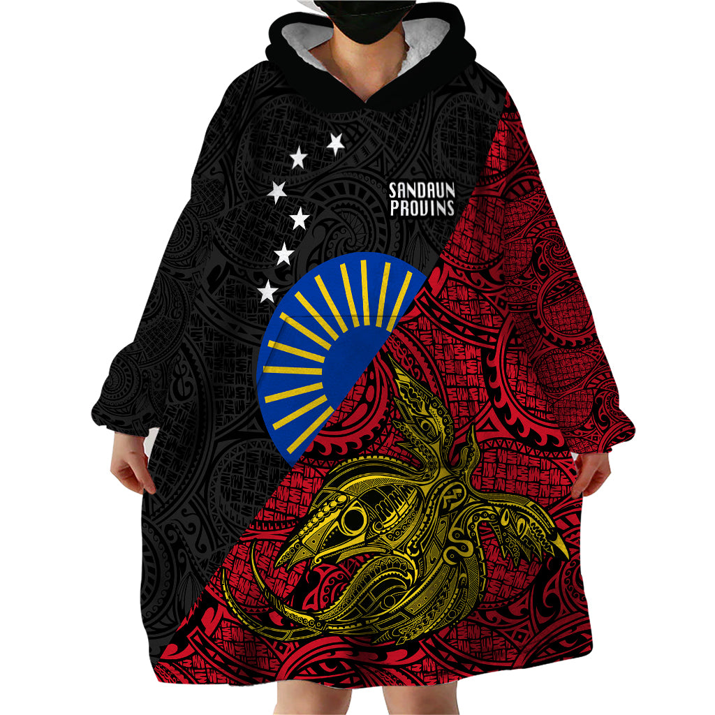 Papua New Guinea Sandaun Province Wearable Blanket Hoodie PNG Birds Of Paradise Polynesian Arty Style LT03 - Polynesian Pride