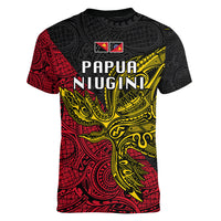 Papua New Guinea Sandaun Province Women V Neck T Shirt PNG Birds Of Paradise Polynesian Arty Style LT03 - Polynesian Pride