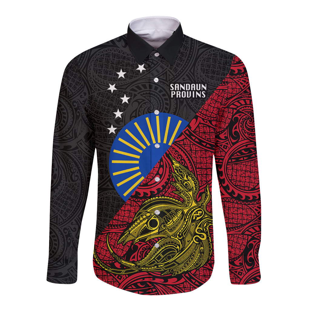 Personalised Papua New Guinea Sandaun Province Long Sleeve Button Shirt PNG Birds Of Paradise Polynesian Arty Style LT03 Unisex Red - Polynesian Pride