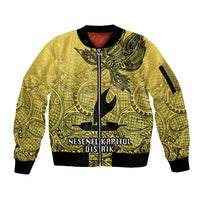Papua New Guinea National Capital District Sleeve Zip Bomber Jacket PNG Birds Of Paradise Polynesian Arty Style LT03 Unisex Yellow - Polynesian Pride