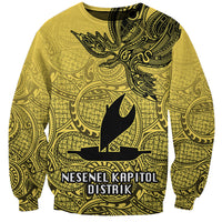 Papua New Guinea National Capital District Sweatshirt PNG Birds Of Paradise Polynesian Arty Style LT03 Unisex Yellow - Polynesian Pride