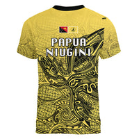 Papua New Guinea National Capital District Women V Neck T Shirt PNG Birds Of Paradise Polynesian Arty Style LT03 - Polynesian Pride