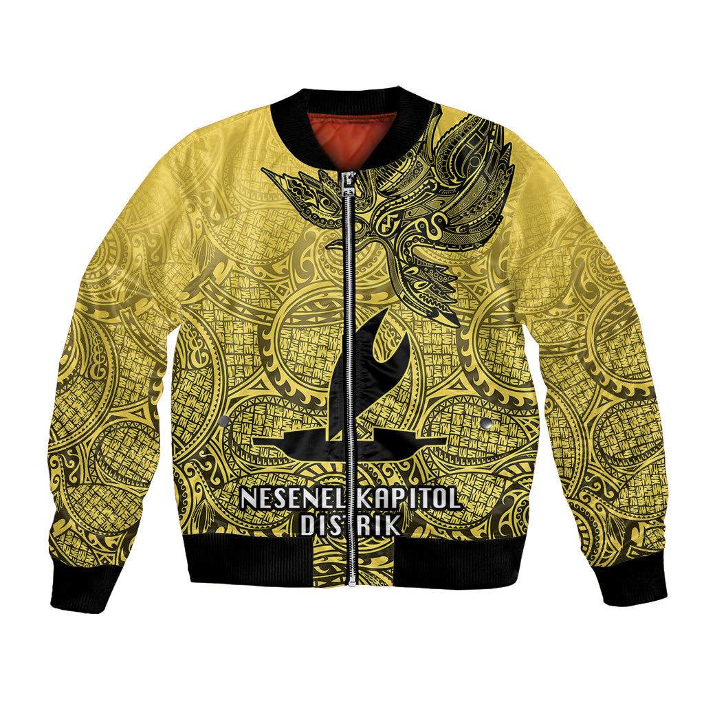 Personalised Papua New Guinea National Capital District Bomber Jacket PNG Birds Of Paradise Polynesian Arty Style LT03 Unisex Yellow - Polynesian Pride