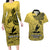 Personalised Papua New Guinea National Capital District Couples Matching Long Sleeve Bodycon Dress and Hawaiian Shirt PNG Birds Of Paradise Polynesian Arty Style LT03 Yellow - Polynesian Pride