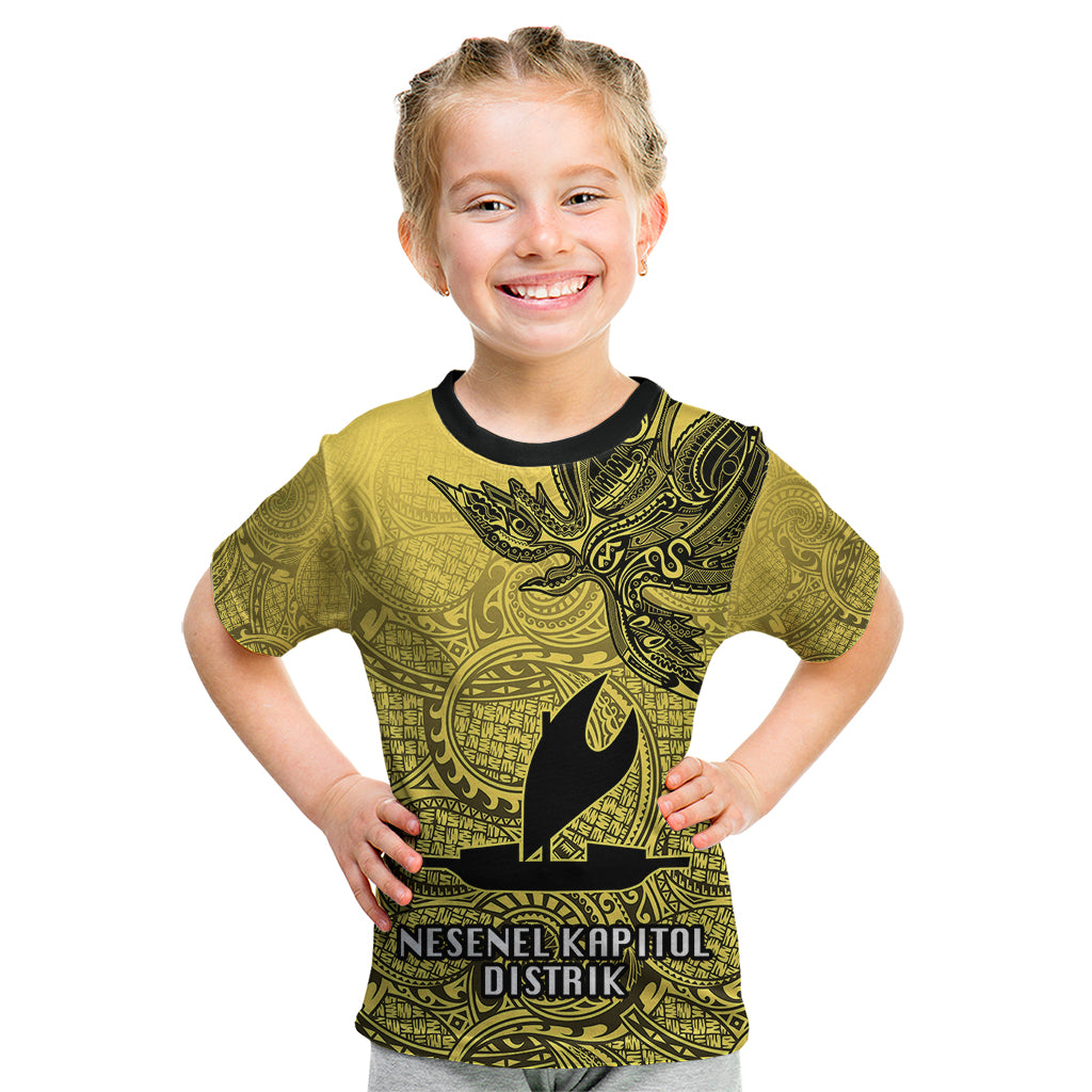 Personalised Papua New Guinea National Capital District Kid T Shirt PNG Birds Of Paradise Polynesian Arty Style LT03 Yellow - Polynesian Pride