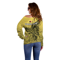 Personalised Papua New Guinea National Capital District Off Shoulder Sweater PNG Birds Of Paradise Polynesian Arty Style LT03 - Polynesian Pride