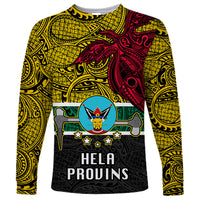 Papua New Guinea Hela Province Long Sleeve Shirt PNG Birds Of Paradise Polynesian Arty Style LT03 Unisex Yellow - Polynesian Pride