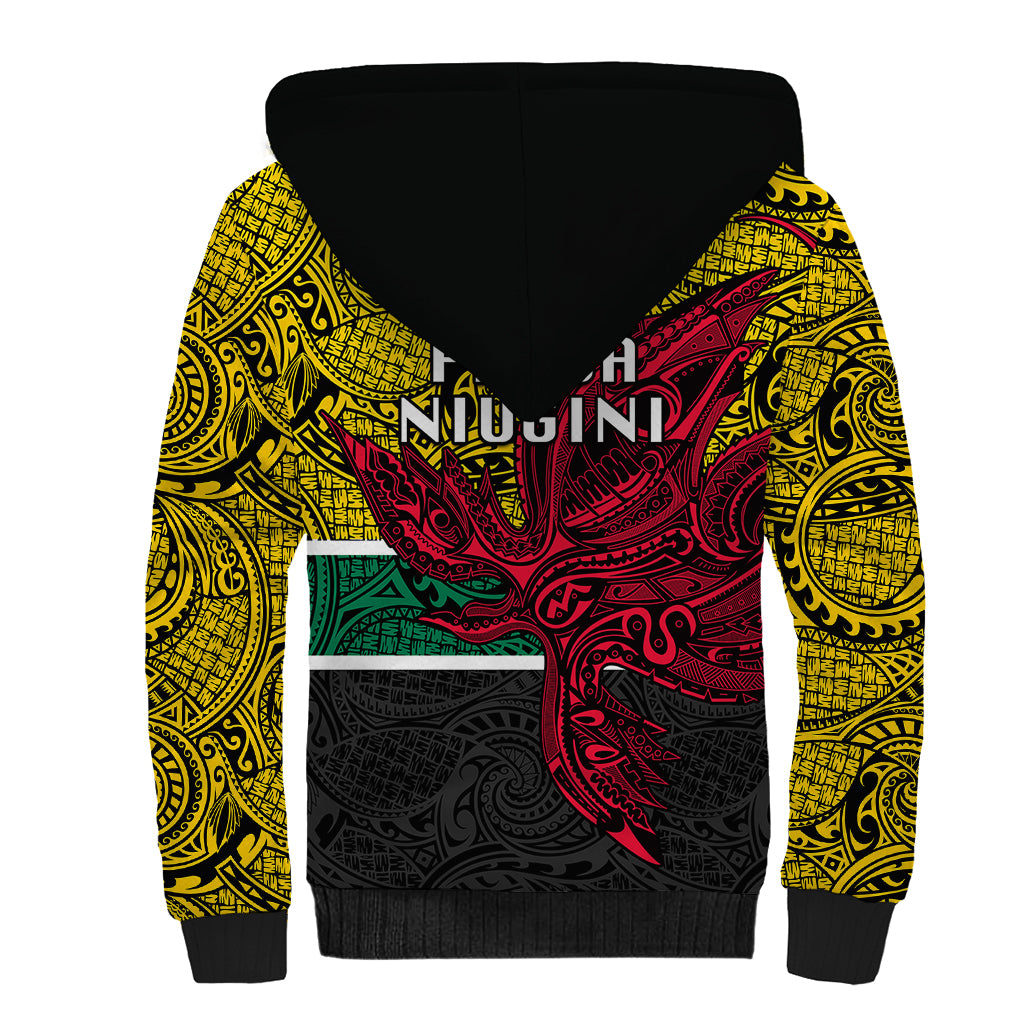 Papua New Guinea Hela Province Sherpa Hoodie PNG Birds Of Paradise Polynesian Arty Style LT03 - Polynesian Pride