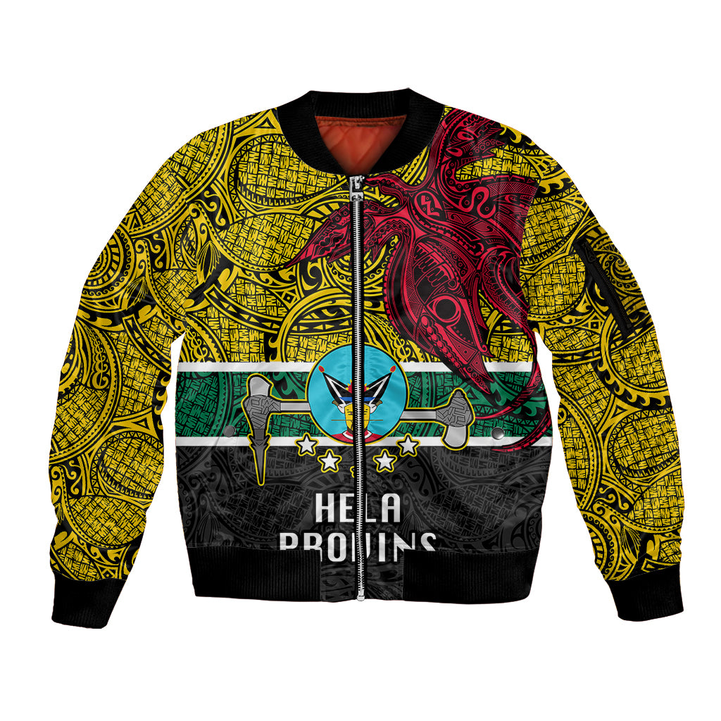 Papua New Guinea Hela Province Sleeve Zip Bomber Jacket PNG Birds Of Paradise Polynesian Arty Style LT03 Unisex Yellow - Polynesian Pride
