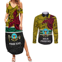 Personalised Papua New Guinea Hela Province Couples Matching Summer Maxi Dress and Long Sleeve Button Shirts PNG Birds Of Paradise Polynesian Arty Style LT03 Yellow - Polynesian Pride