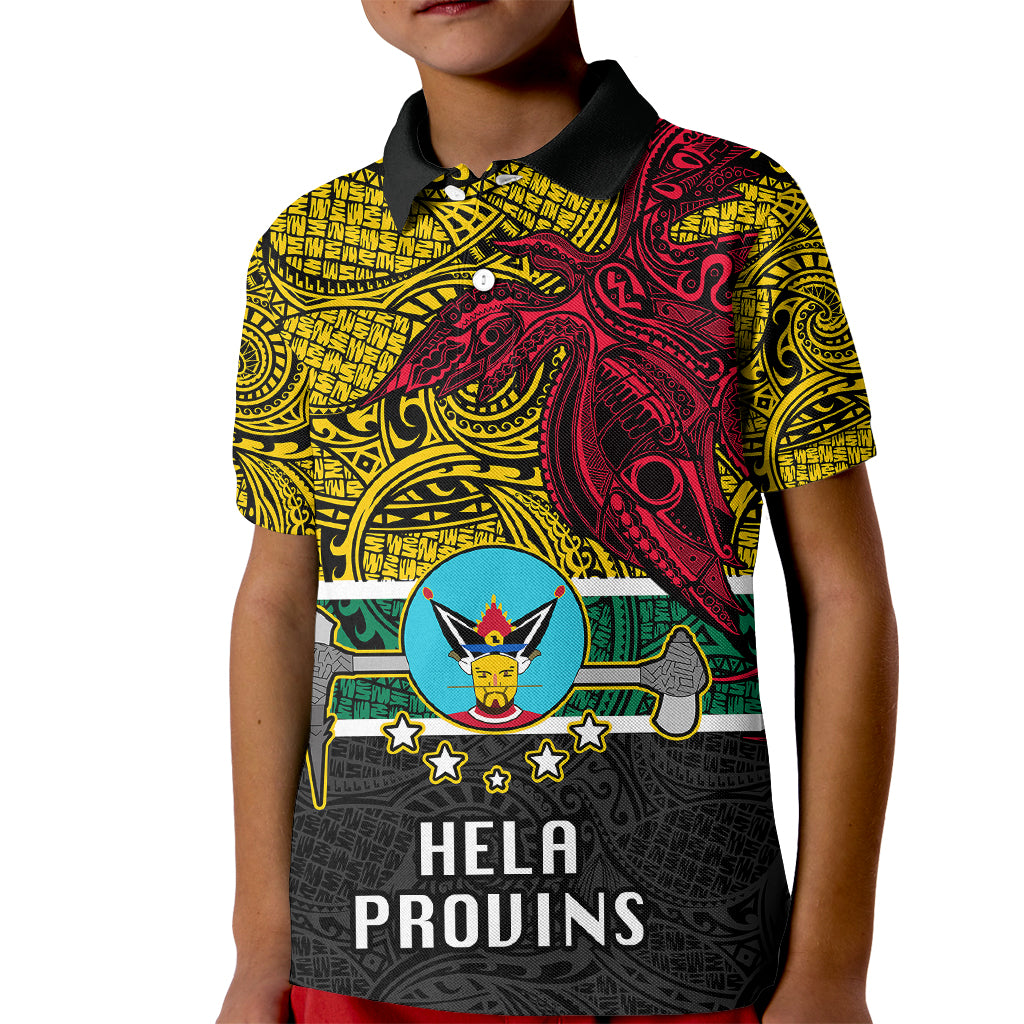 Personalised Papua New Guinea Hela Province Kid Polo Shirt PNG Birds Of Paradise Polynesian Arty Style LT03 Kid Yellow - Polynesian Pride