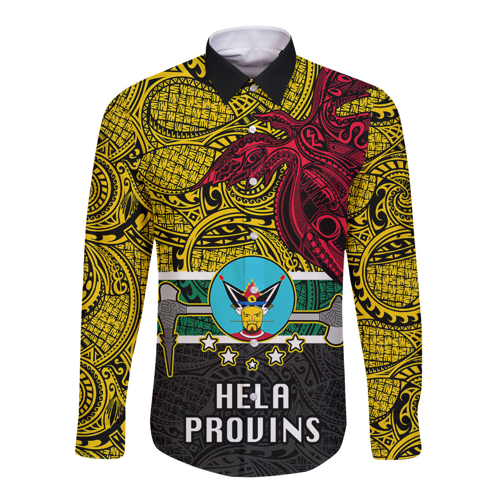 Personalised Papua New Guinea Hela Province Long Sleeve Button Shirt PNG Birds Of Paradise Polynesian Arty Style LT03 Unisex Yellow - Polynesian Pride