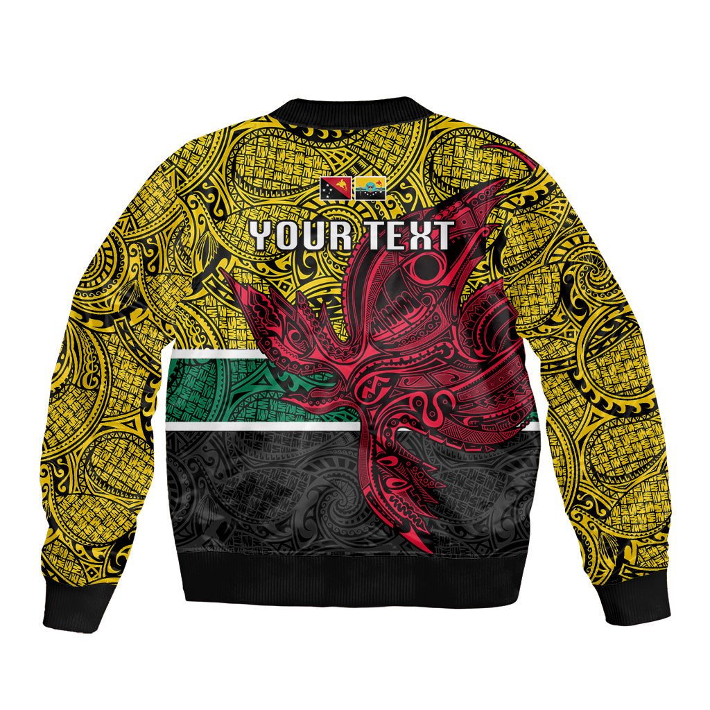 Personalised Papua New Guinea Hela Province Sleeve Zip Bomber Jacket PNG Birds Of Paradise Polynesian Arty Style LT03 - Polynesian Pride