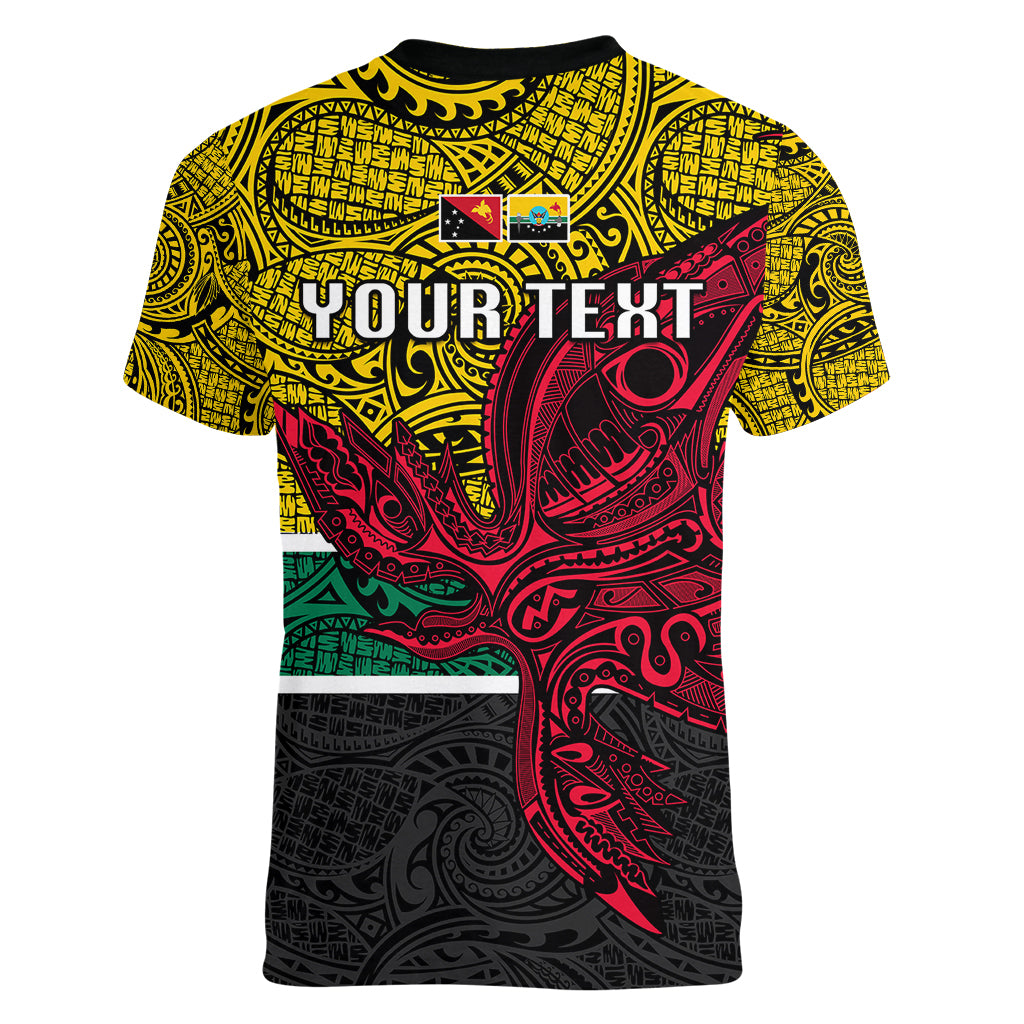 Personalised Papua New Guinea Hela Province Women V Neck T Shirt PNG Birds Of Paradise Polynesian Arty Style LT03 - Polynesian Pride