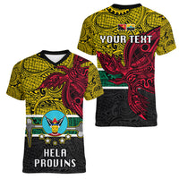 Personalised Papua New Guinea Hela Province Women V Neck T Shirt PNG Birds Of Paradise Polynesian Arty Style LT03 - Polynesian Pride