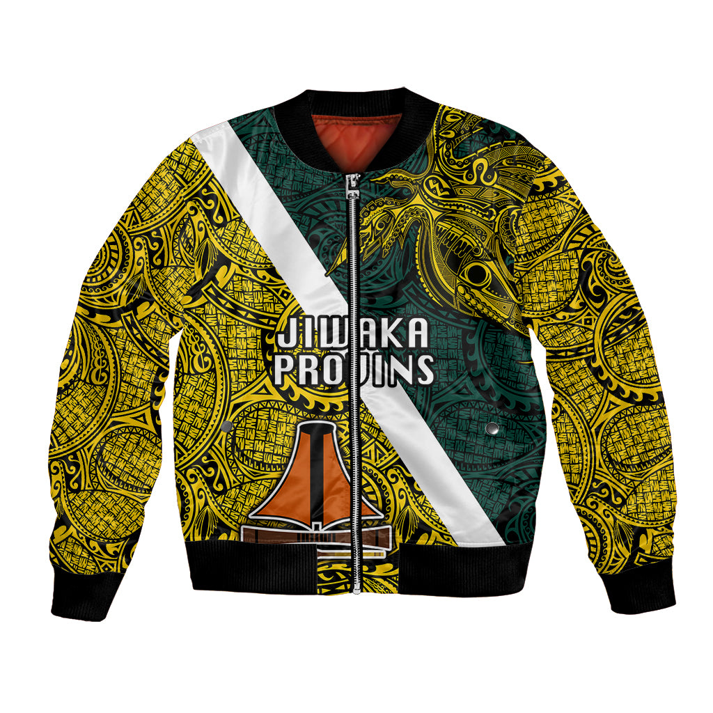 Papua New Guinea Jiwaka Province Bomber Jacket PNG Birds Of Paradise Polynesian Arty Style LT03 Unisex Yellow - Polynesian Pride