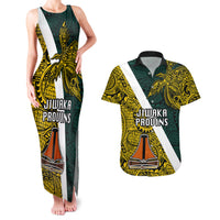 Papua New Guinea Jiwaka Province Couples Matching Tank Maxi Dress and Hawaiian Shirt PNG Birds Of Paradise Polynesian Arty Style LT03 Yellow - Polynesian Pride