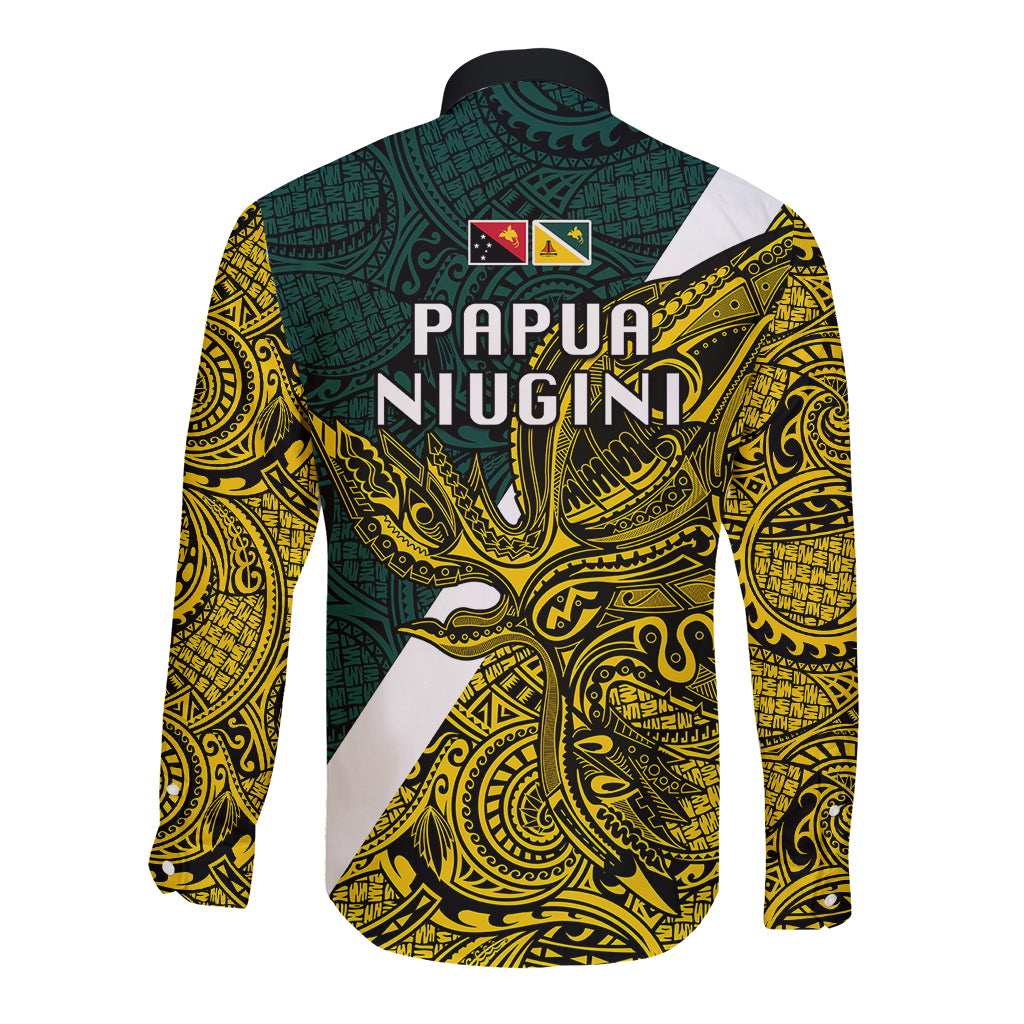 Papua New Guinea Jiwaka Province Long Sleeve Button Shirt PNG Birds Of Paradise Polynesian Arty Style LT03 - Polynesian Pride