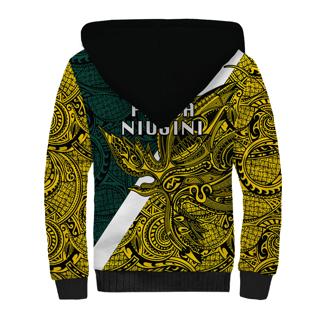 Papua New Guinea Jiwaka Province Sherpa Hoodie PNG Birds Of Paradise Polynesian Arty Style LT03 - Polynesian Pride