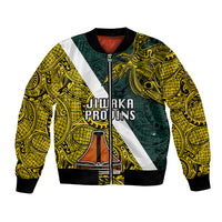 Personalised Papua New Guinea Jiwaka Province Bomber Jacket PNG Birds Of Paradise Polynesian Arty Style LT03 Unisex Yellow - Polynesian Pride