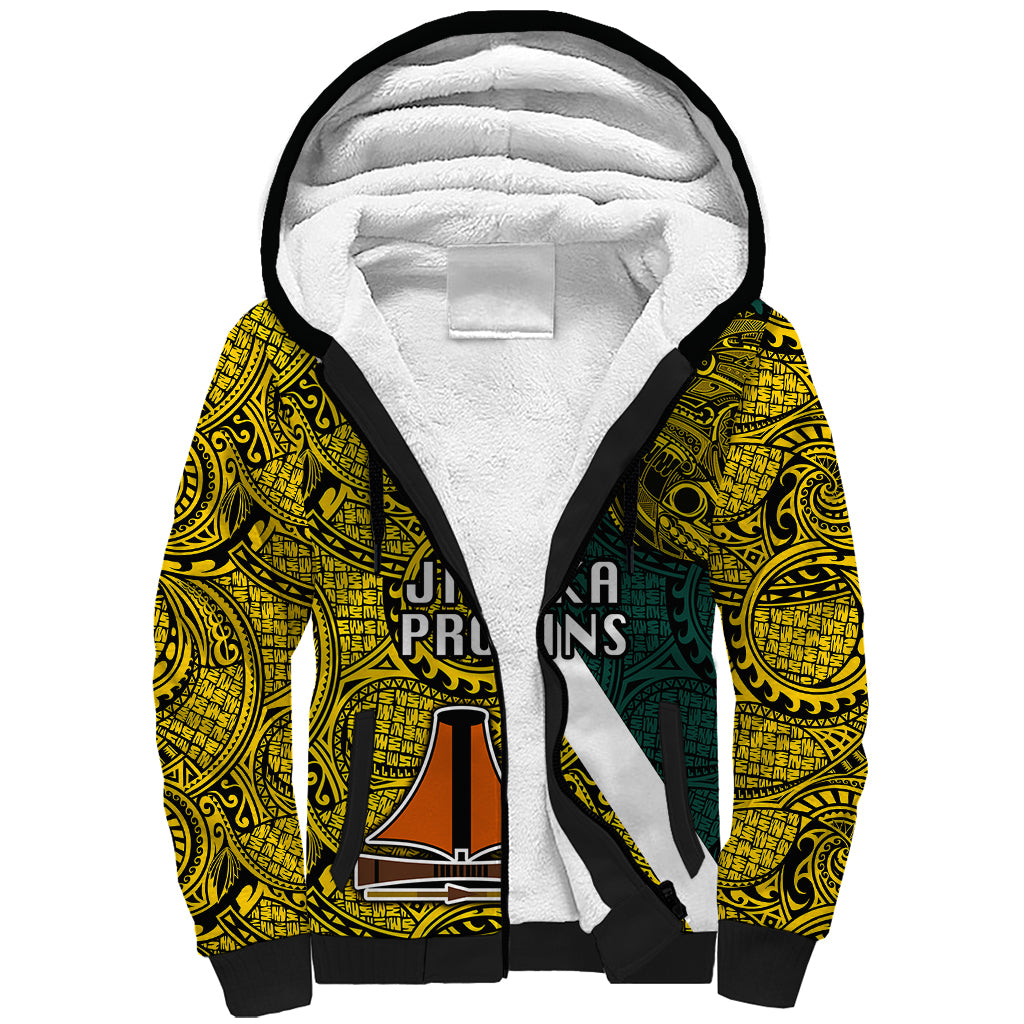 Personalised Papua New Guinea Jiwaka Province Sherpa Hoodie PNG Birds Of Paradise Polynesian Arty Style LT03 Unisex Yellow - Polynesian Pride