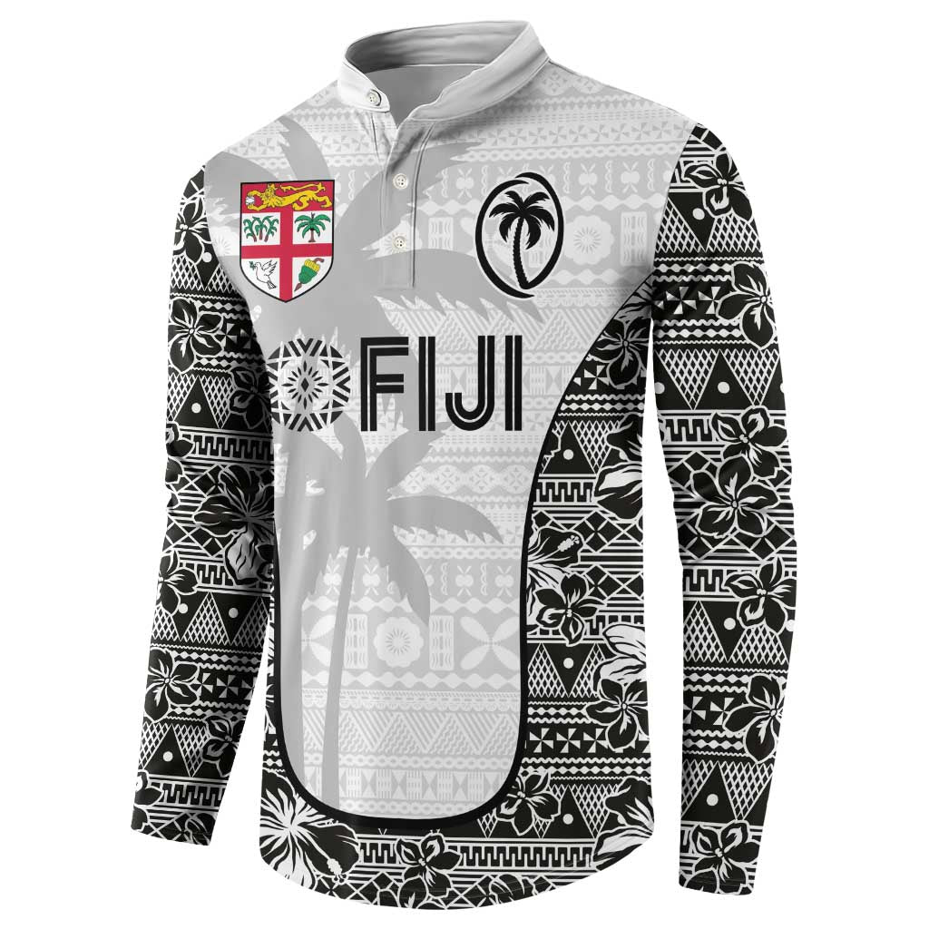 Custom Fiji Pacific Rugby 2024 Button Sweatshirt Tapa Tribal and Fijian Masi Pattern