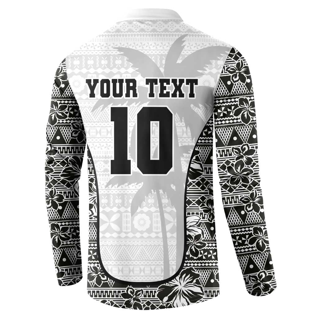 Custom Fiji Pacific Rugby 2024 Button Sweatshirt Tapa Tribal and Fijian Masi Pattern