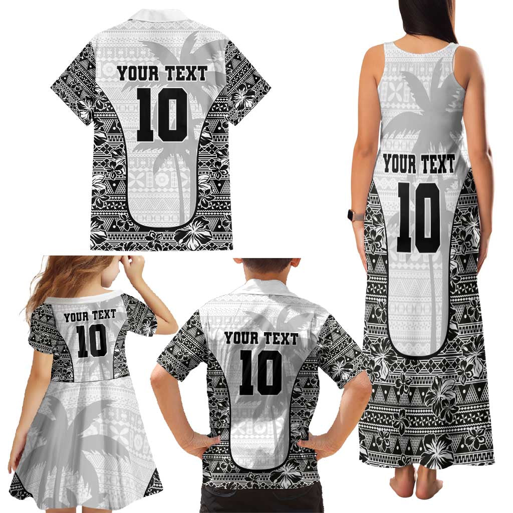 Custom Fiji Pacific Rugby 2024 Family Matching Tank Maxi Dress and Hawaiian Shirt Tapa Tribal and Fijian Masi Pattern