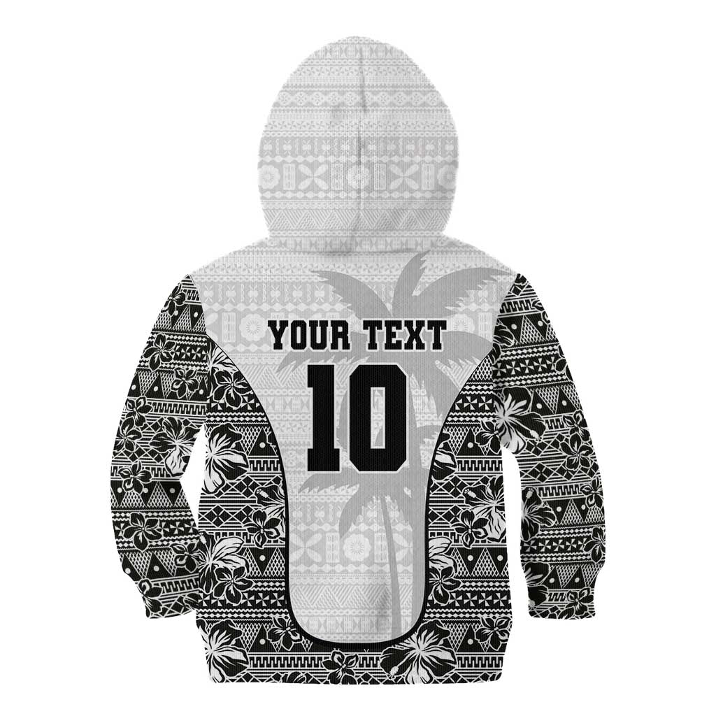 Custom Fiji Pacific Rugby 2024 Kid Hoodie Tapa Tribal and Fijian Masi Pattern
