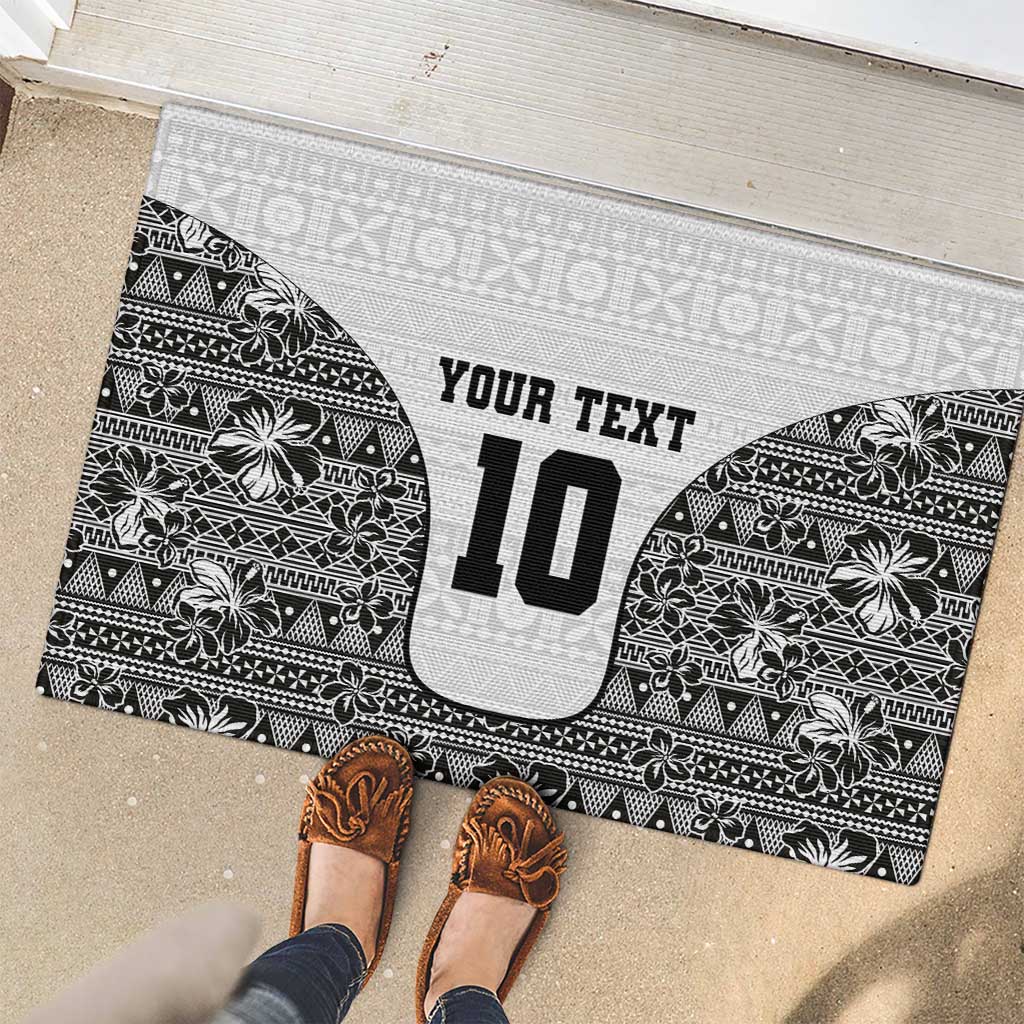 Custom Fiji Pacific Rugby 2024 Rubber Doormat Tapa Tribal and Fijian Masi Pattern