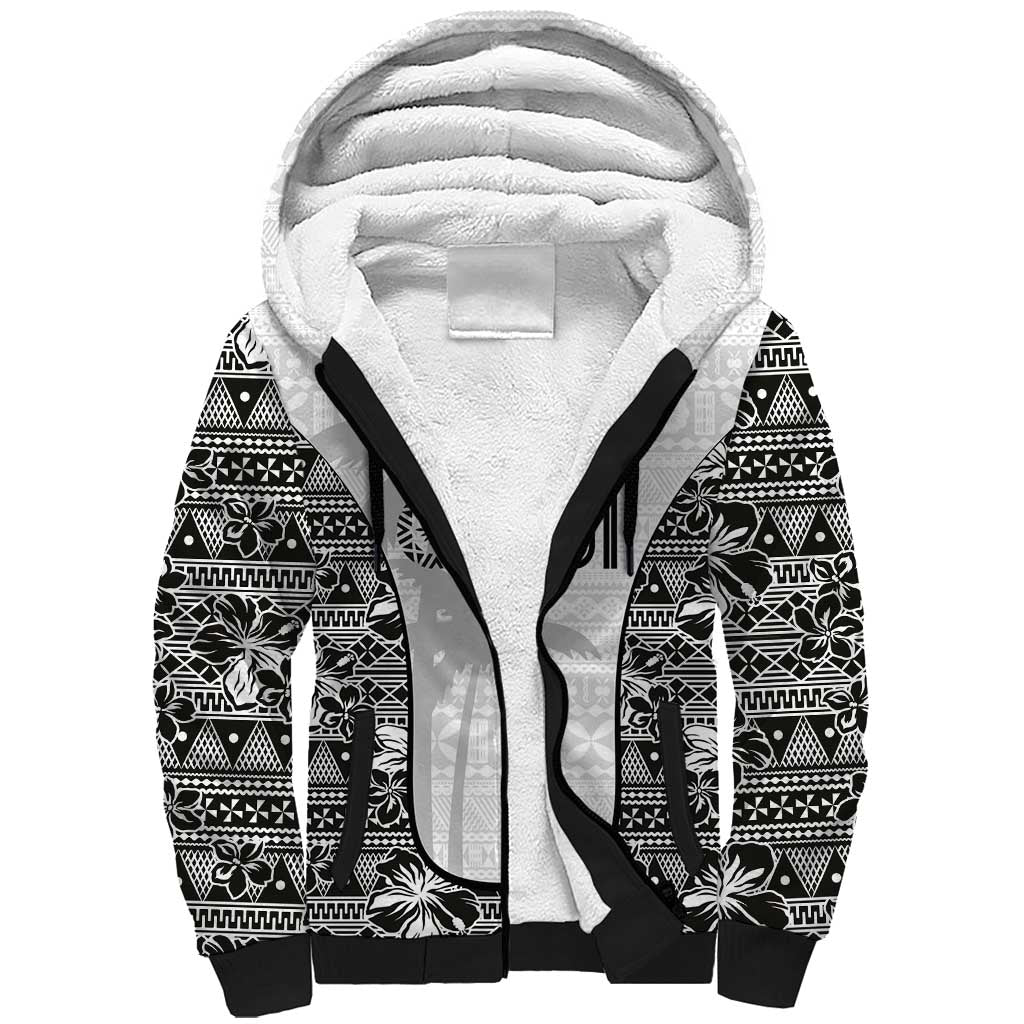 Custom Fiji Pacific Rugby 2024 Sherpa Hoodie Tapa Tribal and Fijian Masi Pattern