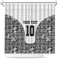 Custom Fiji Pacific Rugby 2024 Shower Curtain Tapa Tribal and Fijian Masi Pattern