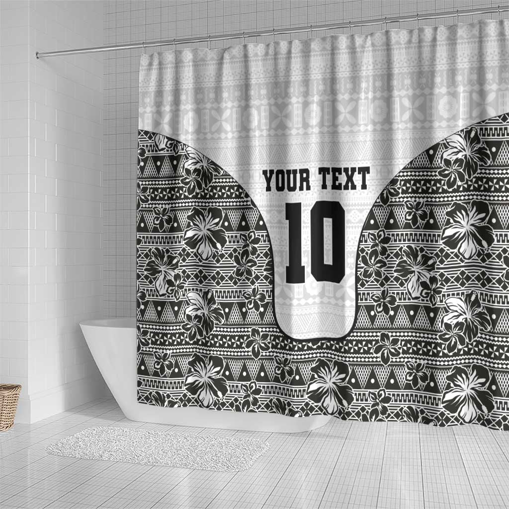 Custom Fiji Pacific Rugby 2024 Shower Curtain Tapa Tribal and Fijian Masi Pattern