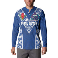 Custom Samoa Pacific Rugby 2024 Button Sweatshirt Polynesian Pacific Tribal Pattern