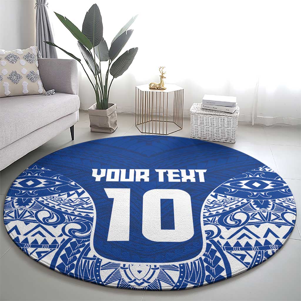Custom Samoa Pacific Rugby 2024 Round Carpet Polynesian Pacific Tribal Pattern