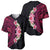 Hawaiian Tropical Plumeria Art Polynesian Tattoo Baseball Jersey Black and Bright Pink Color