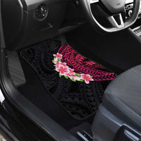 Hawaiian Tropical Plumeria Art Polynesian Tattoo Car Mats Black and Bright Pink Color