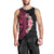 Hawaiian Tropical Plumeria Art Polynesian Tattoo Men Tank Top Black and Bright Pink Color