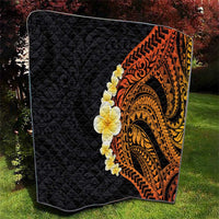 Hawaiian Tropical Plumeria Art Polynesian Tattoo Quilt Black and Autumn Color Theme