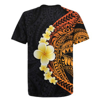 Hawaiian Tropical Plumeria Art Polynesian Tattoo Rugby Jersey Black and Autumn Color Theme LT03 - Polynesian Pride