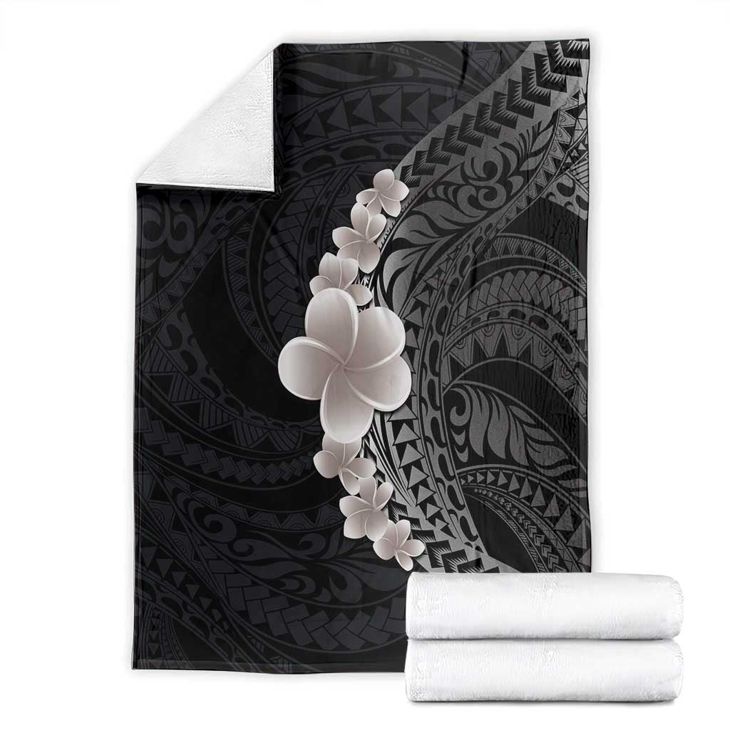 Hawaiian Tropical Plumeria Art Polynesian Tattoo Blanket Grayscale Color