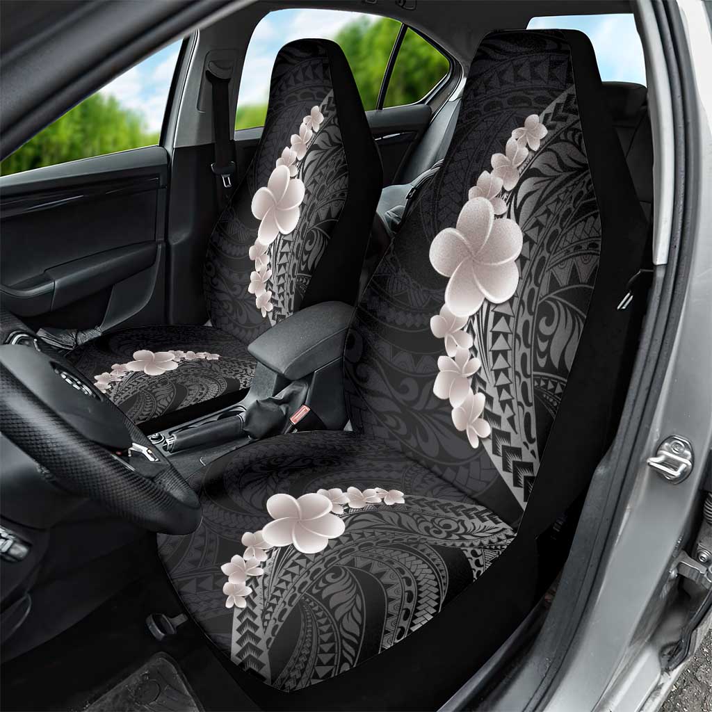 Hawaiian Tropical Plumeria Art Polynesian Tattoo Car Seat Cover Grayscale Color