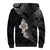 Hawaiian Tropical Plumeria Art Polynesian Tattoo Sherpa Hoodie Grayscale Color