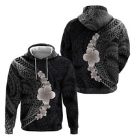 Hawaiian Tropical Plumeria Art Polynesian Tattoo Zip Hoodie Grayscale Color LT03 - Polynesian Pride