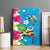 Hawaiian Tropical Flower and Honu Under Blue Water Canvas Wall Art