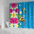 Hawaiian Tropical Flower and Honu Under Blue Water Shower Curtain