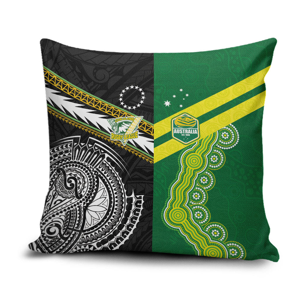 Rugby Cook Islands and Australia Pillow Cover Tatau Tribal with Aboriginal Chevron Sport Style LT03 Multicolor - Polynesian Pride