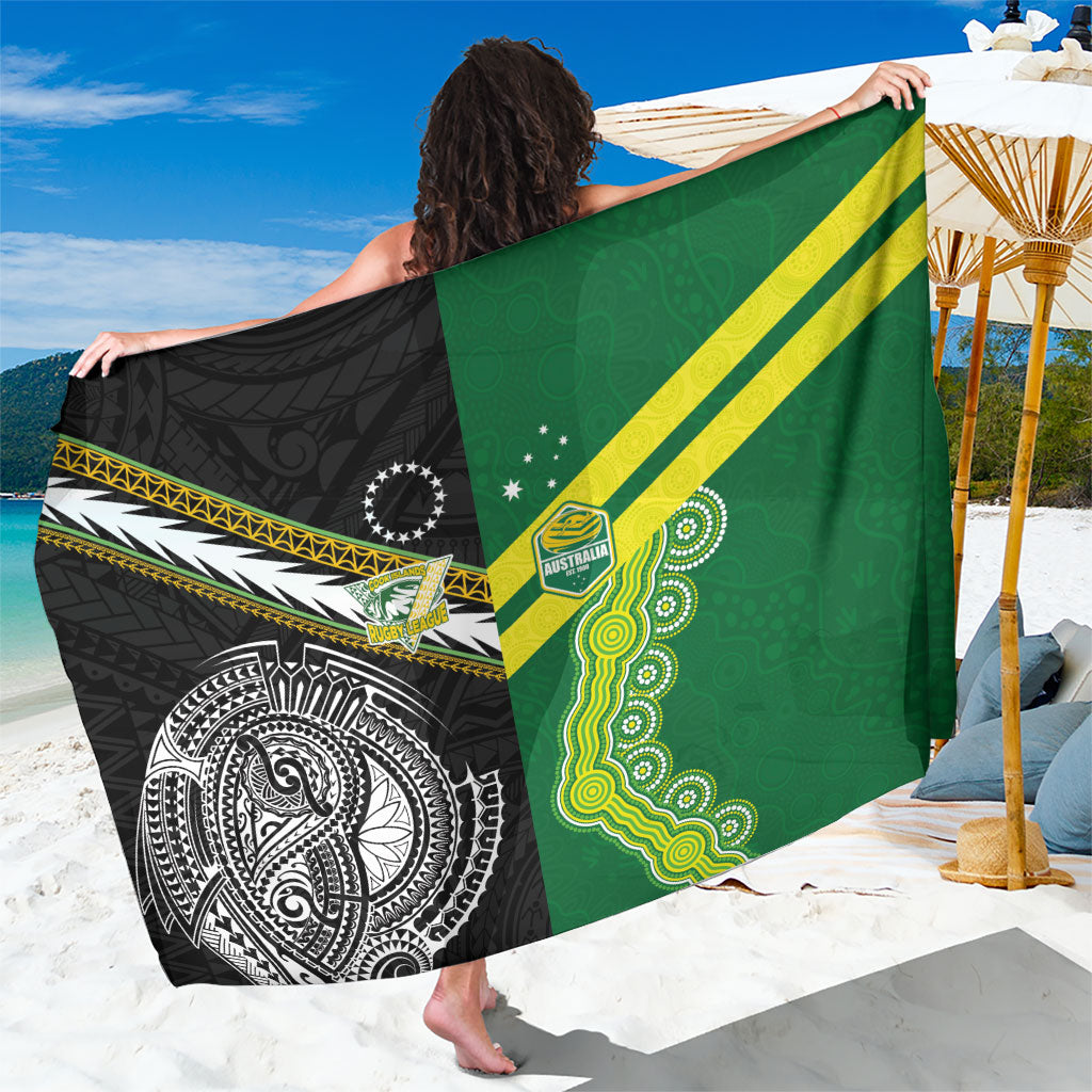 Rugby Cook Islands and Australia Sarong Tatau Tribal with Aboriginal Chevron Sport Style LT03 One Size 44 x 66 inches Multicolor - Polynesian Pride