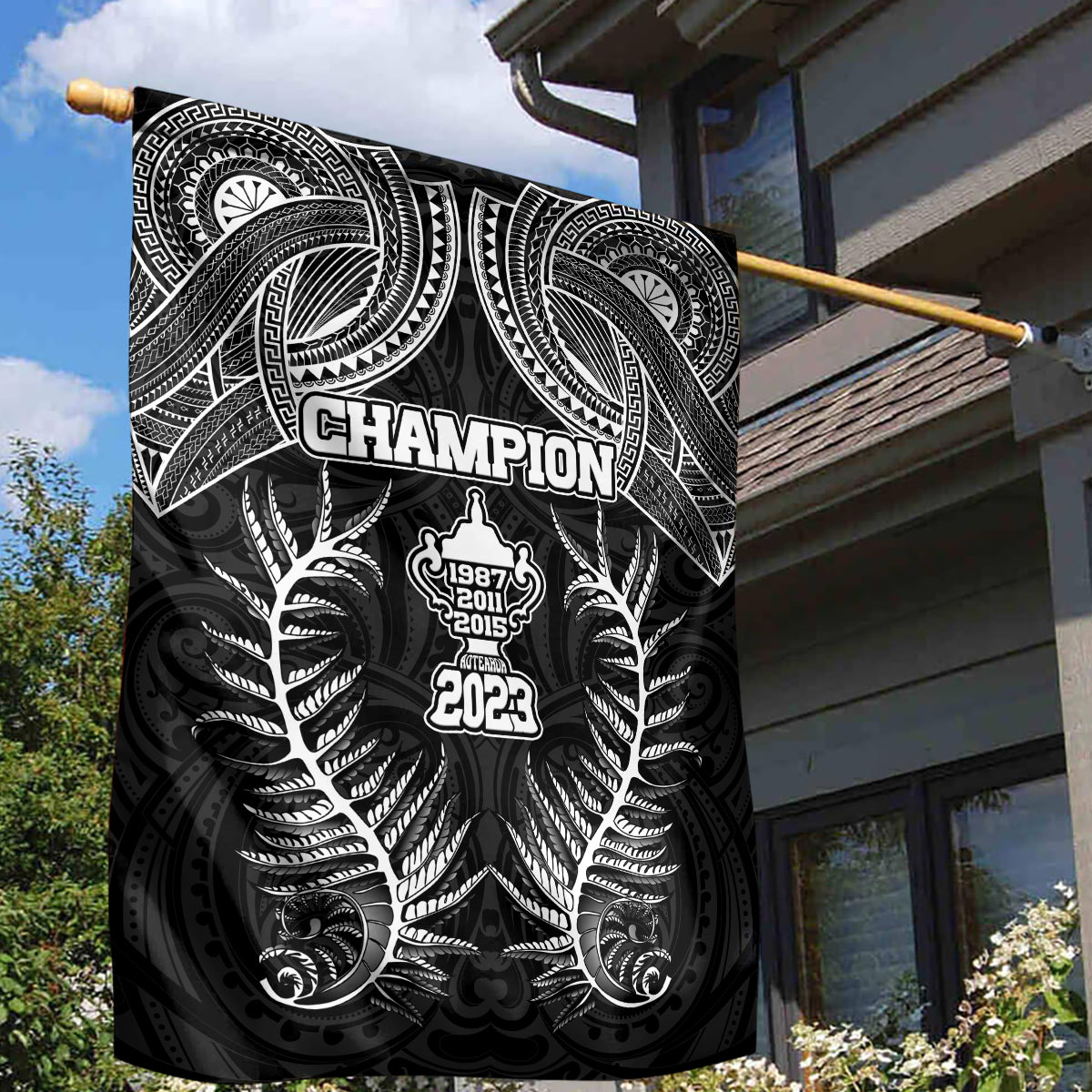 New Zealand Rugby Garden Flag Aotearoa Champion Cup History with Silver Fern LT03 - Polynesian Pride