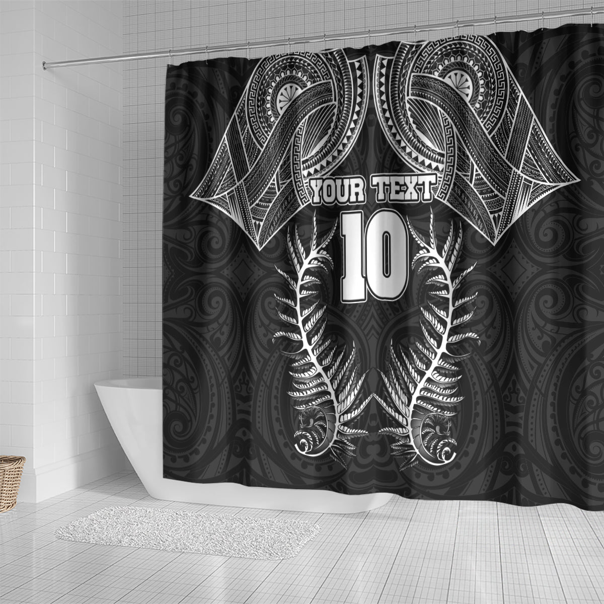 Custom New Zealand Rugby Shower Curtain Aotearoa Champion Cup History with Silver Fern LT03 - Polynesian Pride